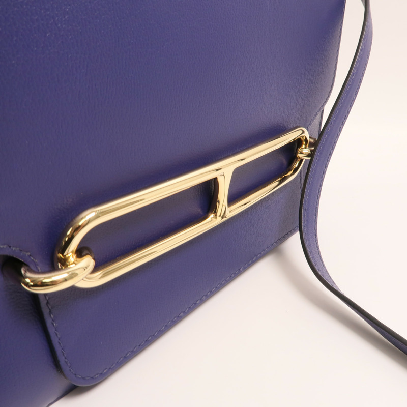 HERMES Evercolor皮革Roulis 23金扣肩背袋Bleu Electrique-12