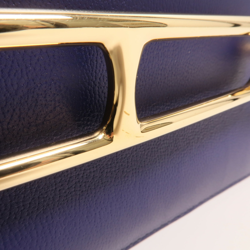 HERMES Evercolor皮革Roulis 23金扣肩背袋Bleu Electrique-14