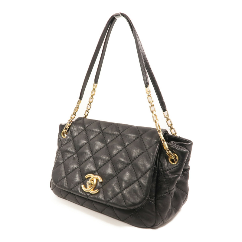 CHANEL 牛皮皮革Chain Shoulder金扣肩背袋-2