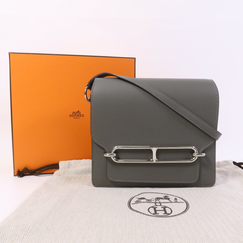 HERMES Evercolor皮革Roulis Mini銀扣肩背袋Giris Meyer-9