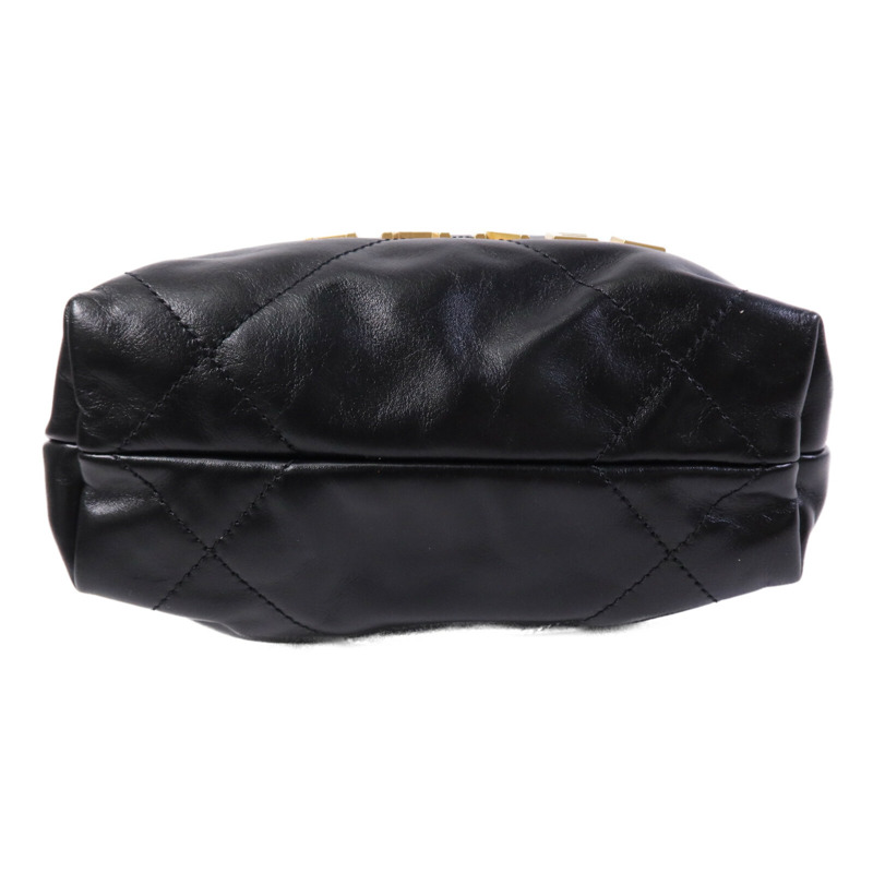 CHANEL 牛皮皮革C22 Mini金扣鏈帶手挽肩背兩用袋-3