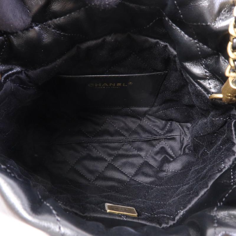 CHANEL 牛皮皮革C22 Mini金扣鏈帶手挽肩背兩用袋-4