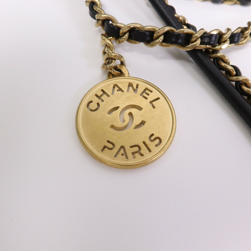 CHANEL 牛皮皮革C22 Mini金扣鏈帶手挽肩背兩用袋-6