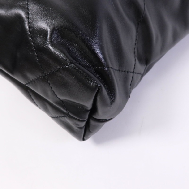 CHANEL 牛皮皮革C22 Mini金扣鏈帶手挽肩背兩用袋-13