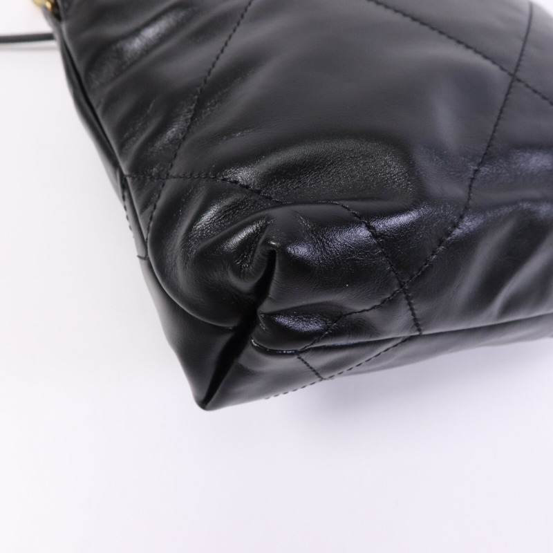 CHANEL 牛皮皮革C22 Mini金扣鏈帶手挽肩背兩用袋-14