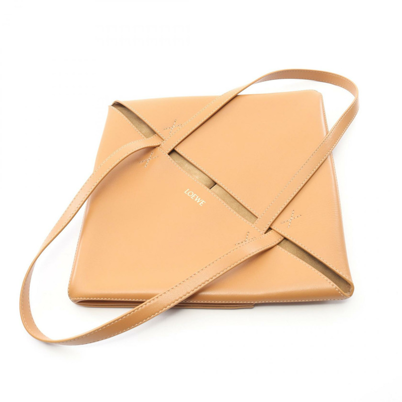 LOEWE PUZZLE TOTE 中型單肩包 A657G50X01 皮革棕色二手女款-7