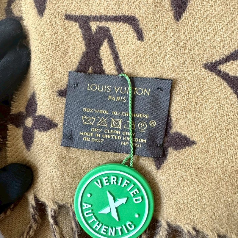 Louis Vuitton Supreme 聯名 經典 焦糖色 羊毛 羊絨 流蘇 圍巾 MP1891-3
