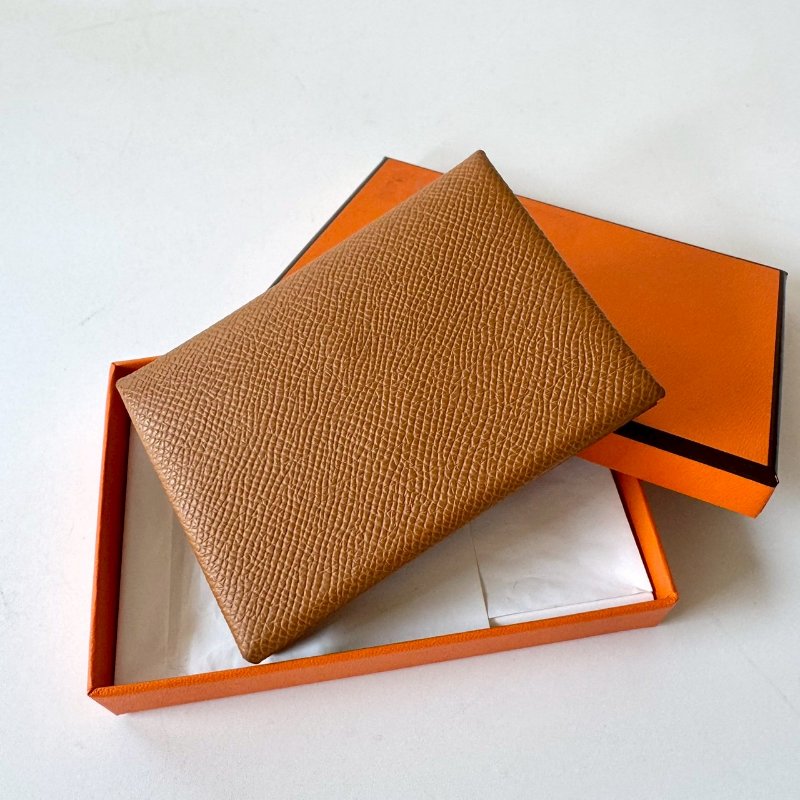 HERMES Calvi Duo 37Gold 金棕 Epsom皮 零錢袋 卡夾-0