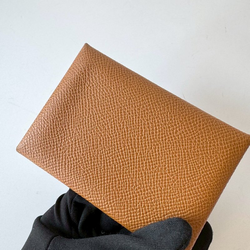 HERMES Calvi Duo 37Gold 金棕 Epsom皮 零錢袋 卡夾-3