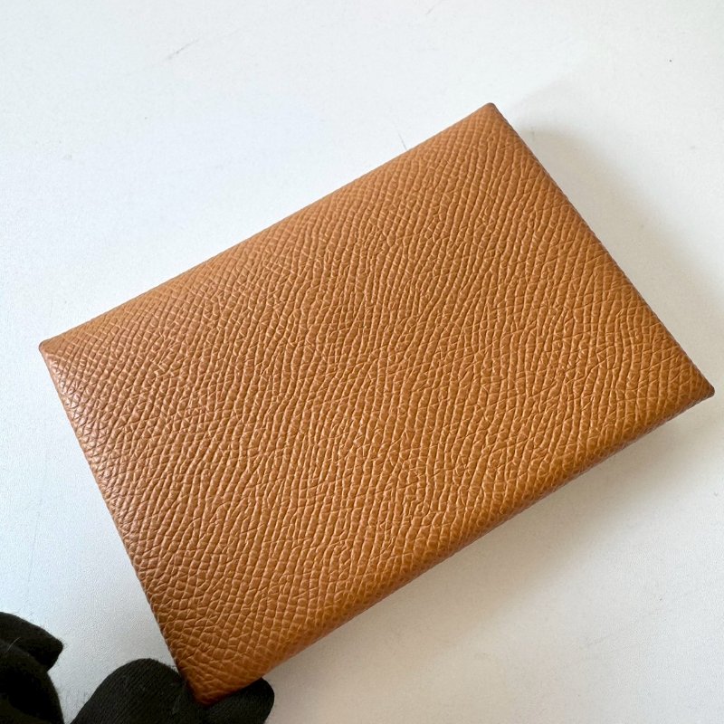 HERMES Calvi Duo 37Gold 金棕 Epsom皮 零錢袋 卡夾-4