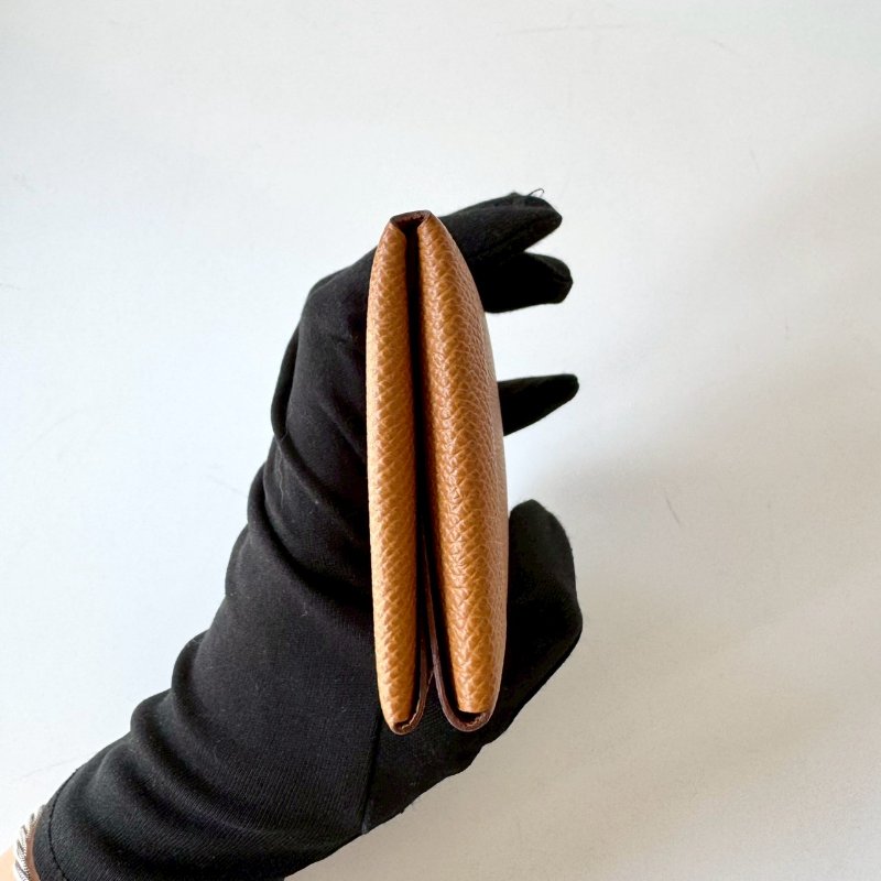 HERMES Calvi Duo 37Gold 金棕 Epsom皮 零錢袋 卡夾-5