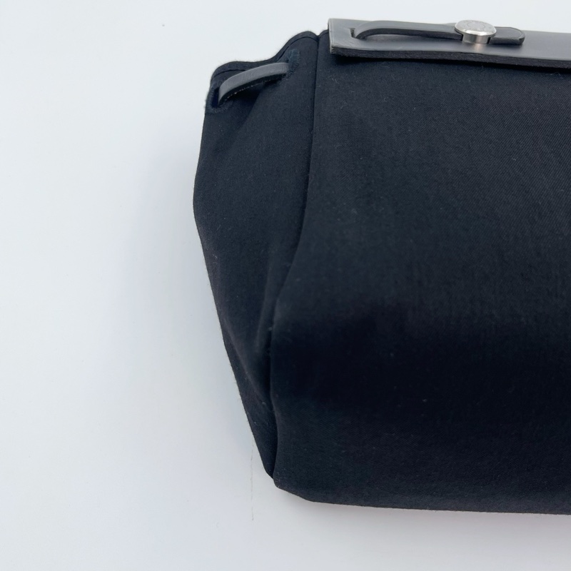 「JL精品代購」愛馬仕黑/深藍色herbag cabas帆布拼皮手提單肩托特包-9