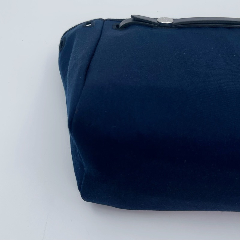 「JL精品代購」愛馬仕黑/深藍色herbag cabas帆布拼皮手提單肩托特包-18