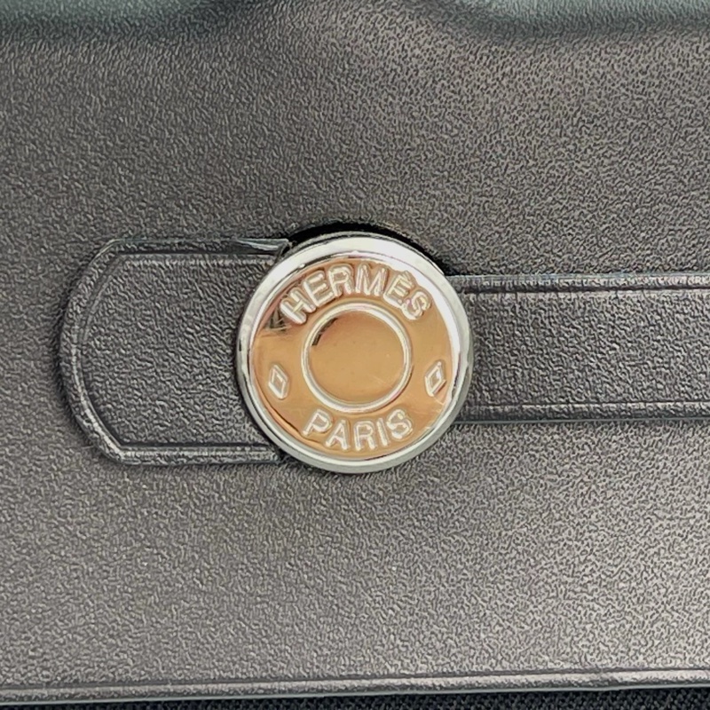 「JL精品代購」愛馬仕黑/深藍色herbag cabas帆布拼皮手提單肩托特包-26