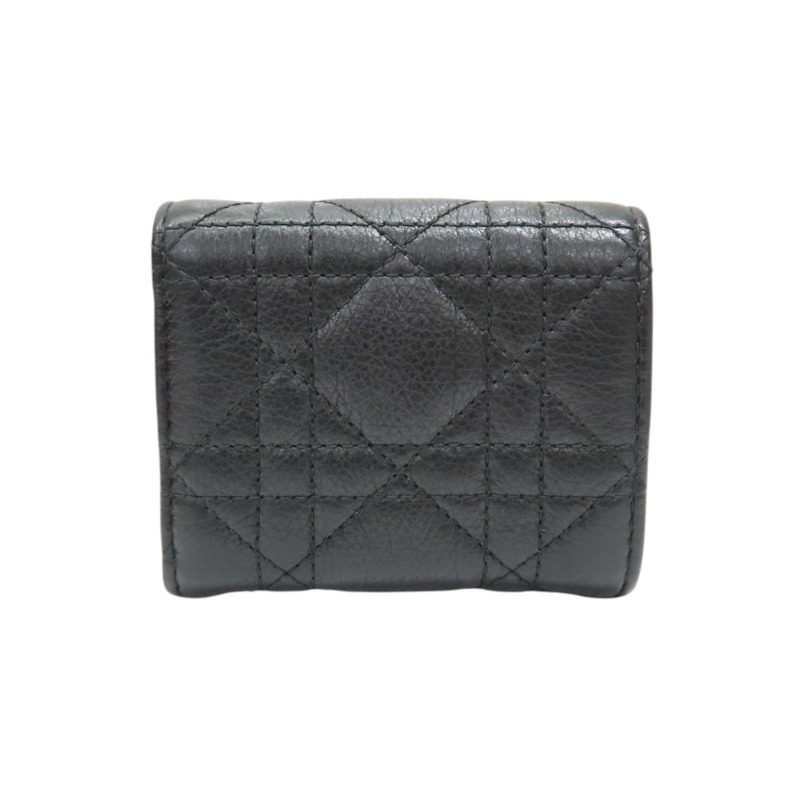 黑色牛皮 Caro Hibiscus L-Zip 三折 短夾【Dior 迪奧】 S5209UWHC-1