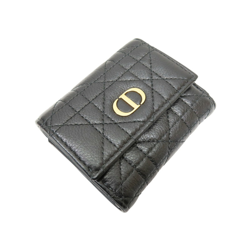 黑色牛皮 Caro Hibiscus L-Zip 三折 短夾【Dior 迪奧】 S5209UWHC-2