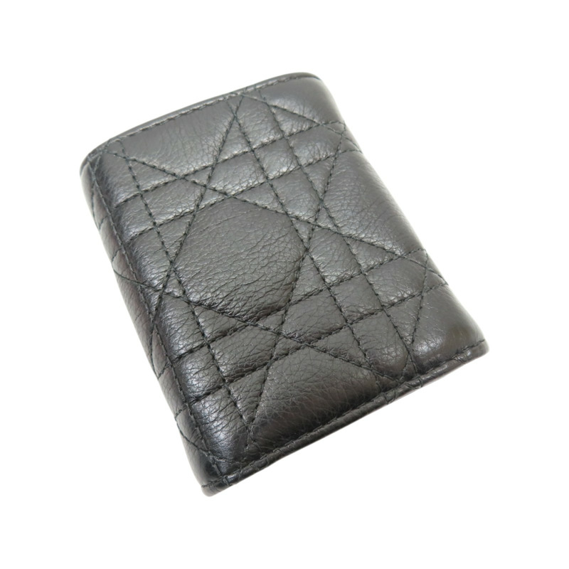 黑色牛皮 Caro Hibiscus L-Zip 三折 短夾【Dior 迪奧】 S5209UWHC-3