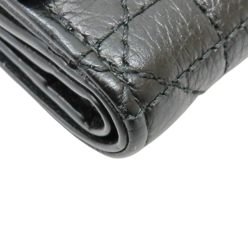 黑色牛皮 Caro Hibiscus L-Zip 三折 短夾【Dior 迪奧】 S5209UWHC-9