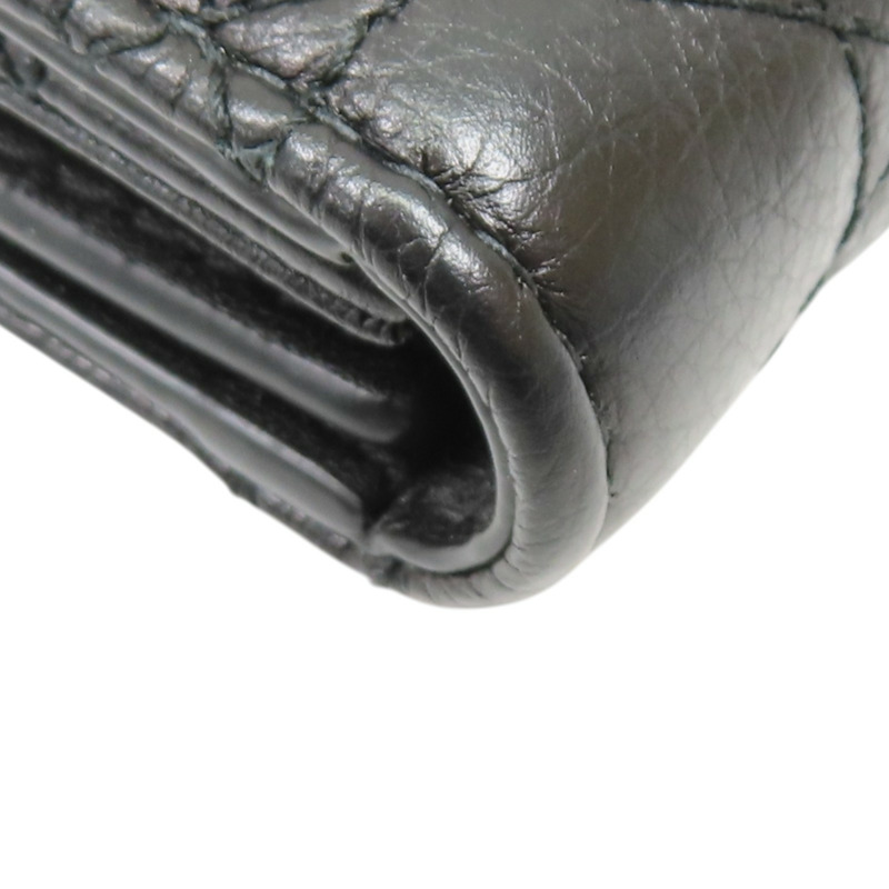 黑色牛皮 Caro Hibiscus L-Zip 三折 短夾【Dior 迪奧】 S5209UWHC-11