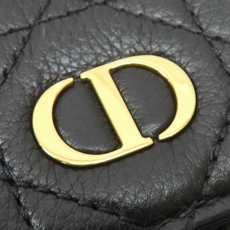 黑色牛皮 Caro Hibiscus L-Zip 三折 短夾【Dior 迪奧】 S5209UWHC-13