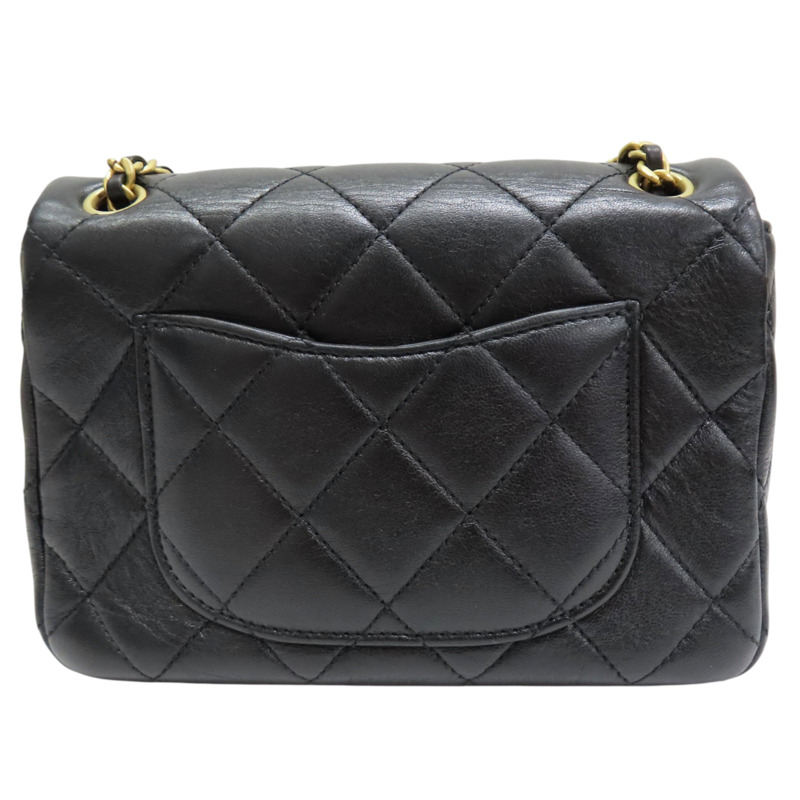 黑色 菱格紋 羊皮 Mini Flap 肩背包【CHANEL 香奈兒】 AS3368-1