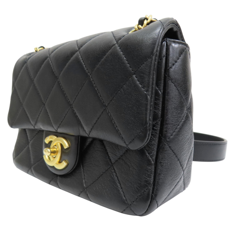 黑色 菱格紋 羊皮 Mini Flap 肩背包【CHANEL 香奈兒】 AS3368-2