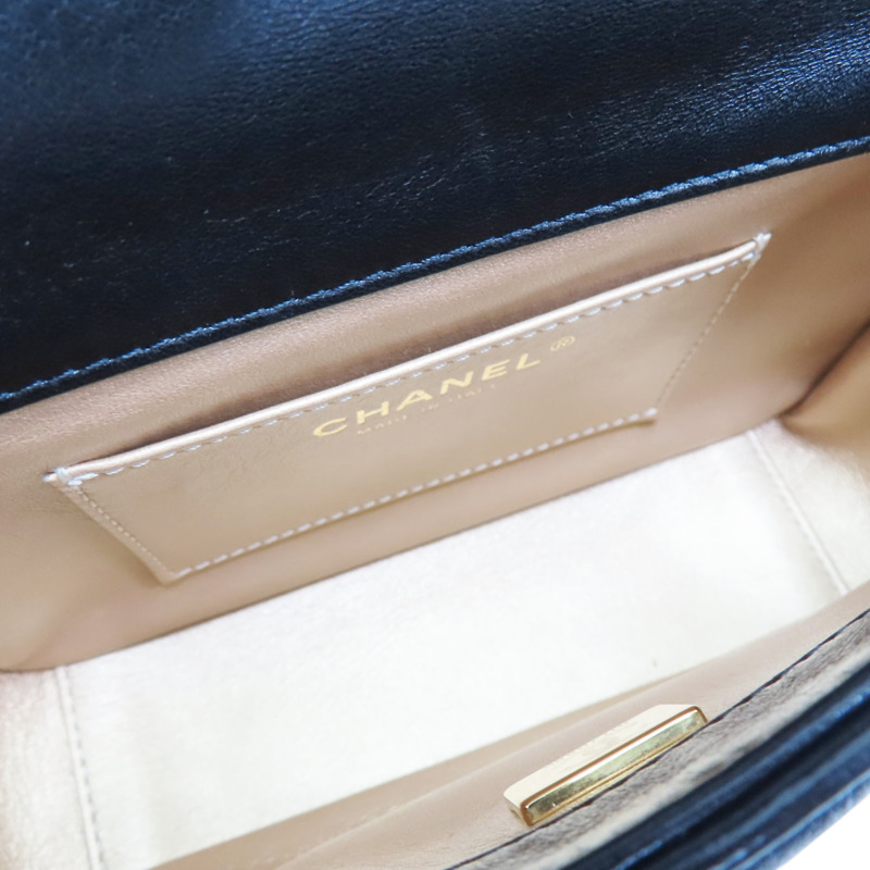 黑色 菱格紋 羊皮 Mini Flap 肩背包【CHANEL 香奈兒】 AS3368-4