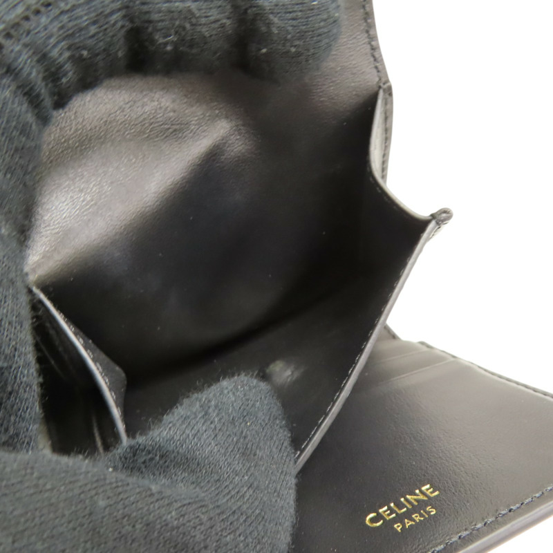 黑色 牛皮 Small Trifold Wallet 16 三折 短夾【CELINE 賽琳】 10F523CQ7-6