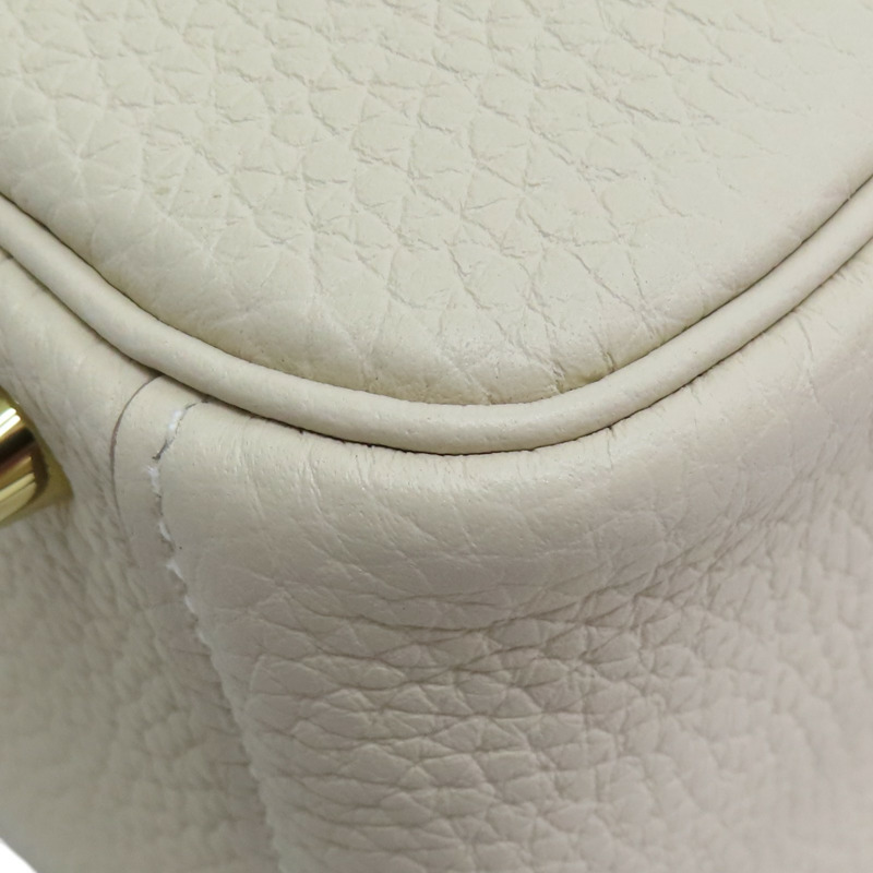 奶昔白 Clemence牛皮 Mini Lindy 肩背包 Z刻 金釦【HERMES 愛馬仕】 H079086CC-12