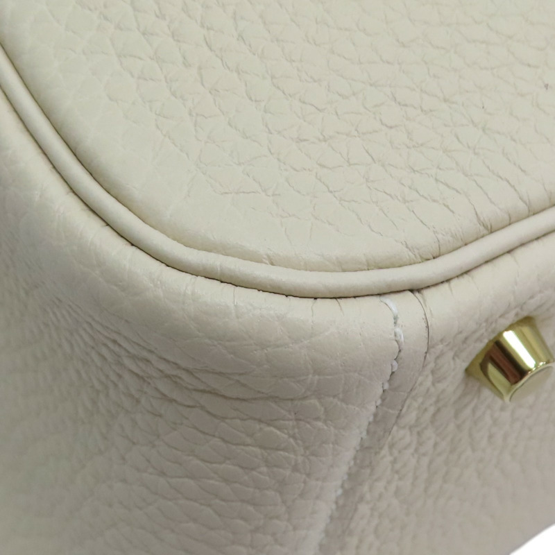 奶昔白 Clemence牛皮 Mini Lindy 肩背包 Z刻 金釦【HERMES 愛馬仕】 H079086CC-13