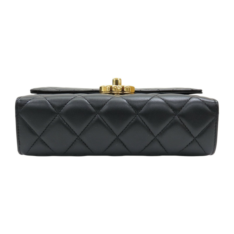 黑色 菱格紋 羊皮 Mini Top Handle Flap 兩用包 金扣【CHANEL 香奈兒】 AS2796-3