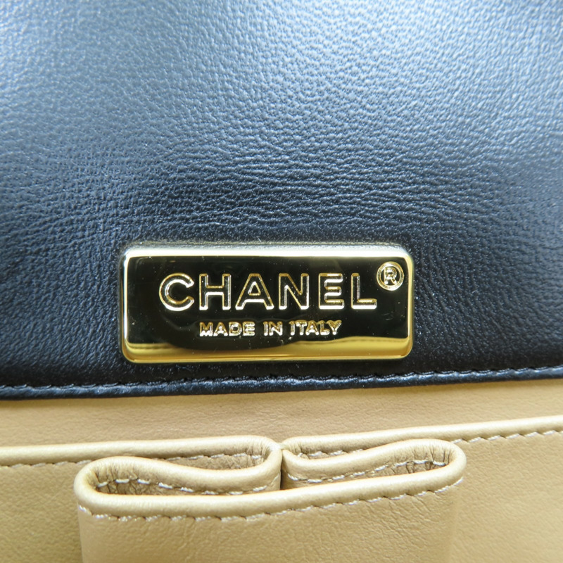 黑色 菱格紋 羊皮 Mini Top Handle Flap 兩用包 金扣【CHANEL 香奈兒】 AS2796-5