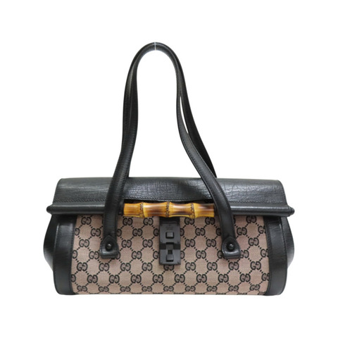 黑色 GG 帆布 Bamboo Bullet 手提包【GUCCI 古馳】 111713