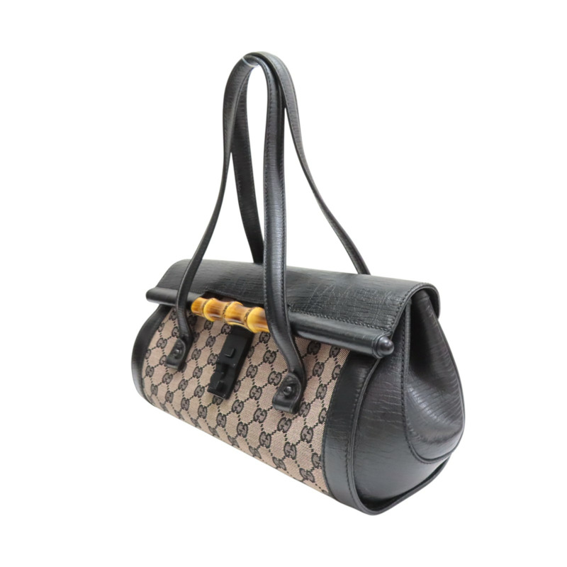 黑色 GG 帆布 Bamboo Bullet 手提包【GUCCI 古馳】 111713-2