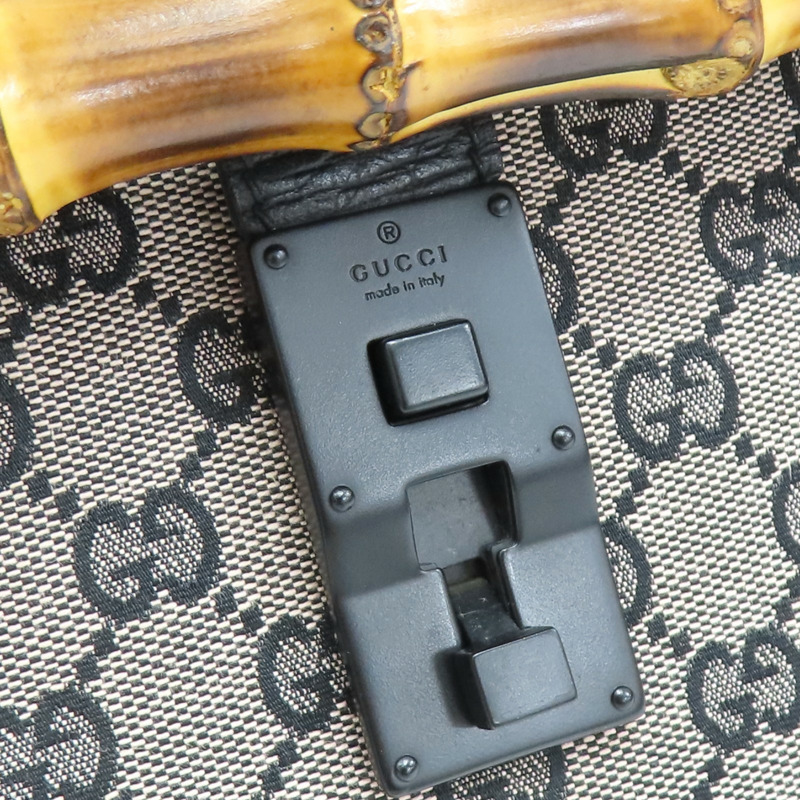 黑色 GG 帆布 Bamboo Bullet 手提包【GUCCI 古馳】 111713-6
