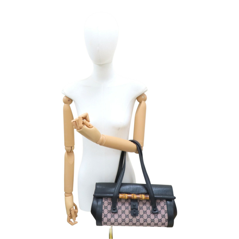 黑色 GG 帆布 Bamboo Bullet 手提包【GUCCI 古馳】 111713-9