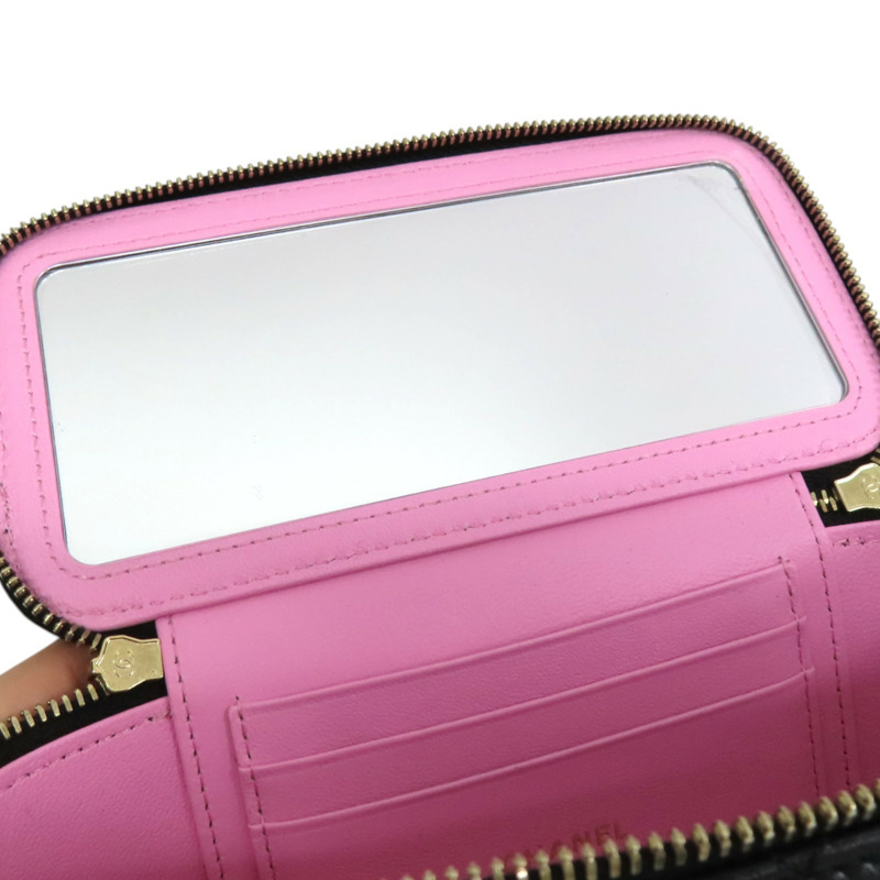 黑色 菱格紋 羊皮 Vanity Case 化妝 鍊帶 肩背包【CHANEL 香奈兒】 AP2199-5