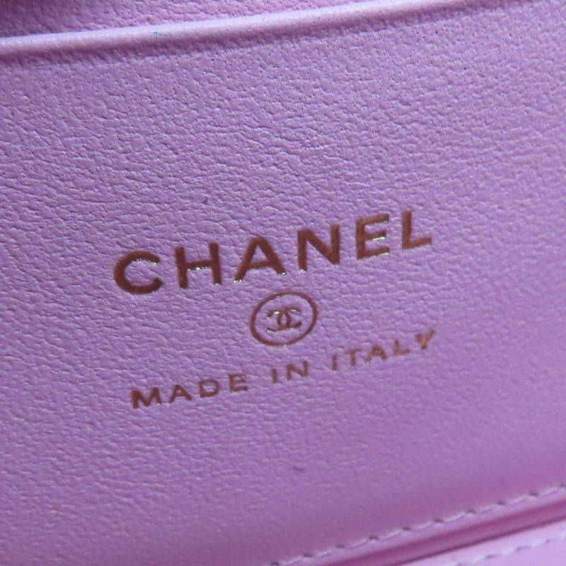 黑色 菱格紋 羊皮 Vanity Case 化妝 鍊帶 肩背包【CHANEL 香奈兒】 AP2199-7