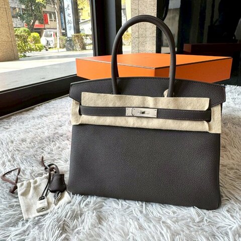 Hermes Birkin 30 新色 T3棗棕色 togo皮 銀釦 柏金包 K刻 台灣購證