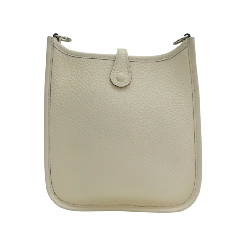 奶油白 Clemence牛皮 Evelyne Mini 肩背包 Z刻 銀扣【HERMES 愛馬仕】 H069426CK-1