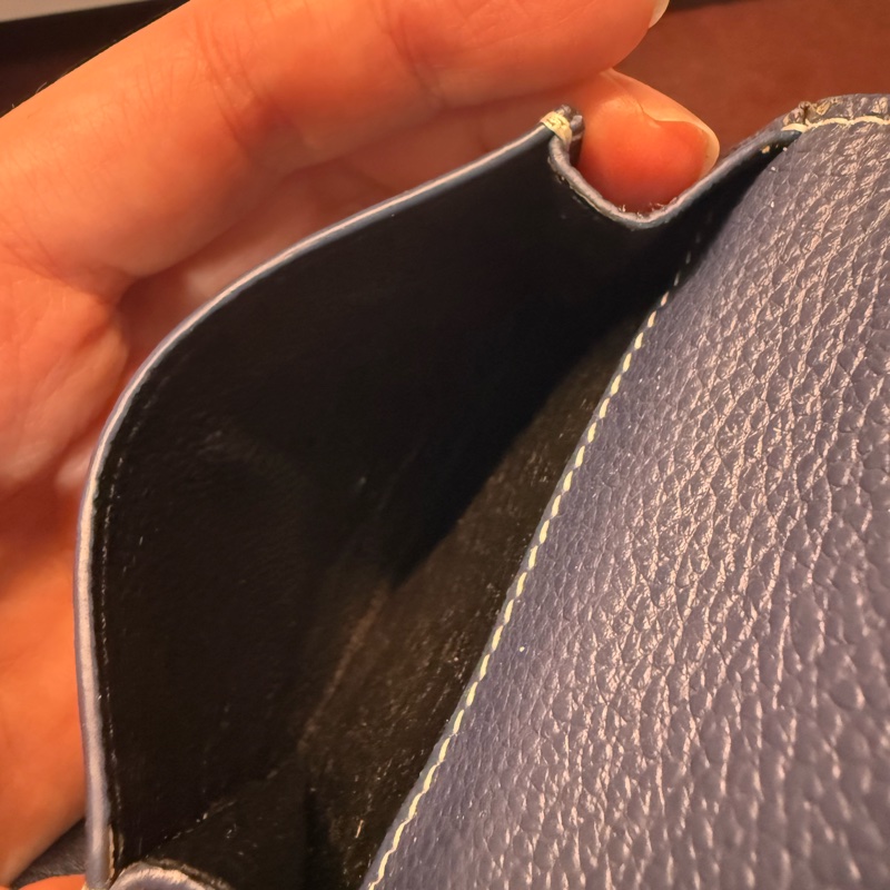 二手 saint laurent 深藍色三折短夾-5