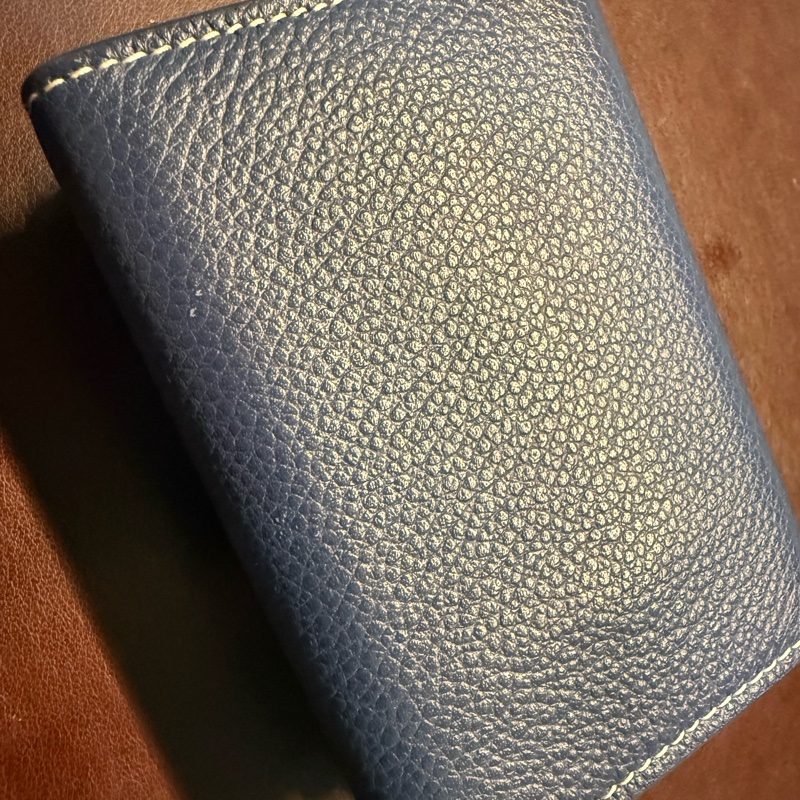 二手 saint laurent 深藍色三折短夾-6