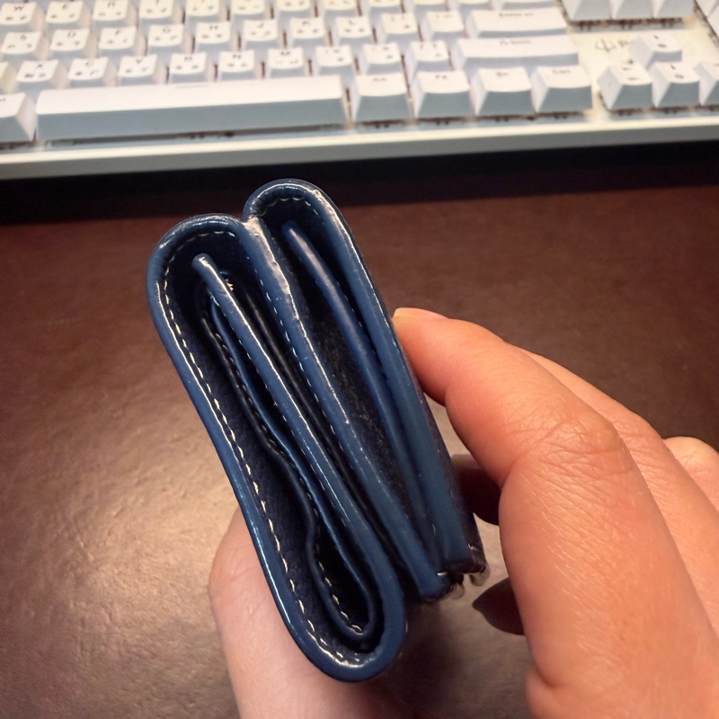 二手 saint laurent 深藍色三折短夾-9