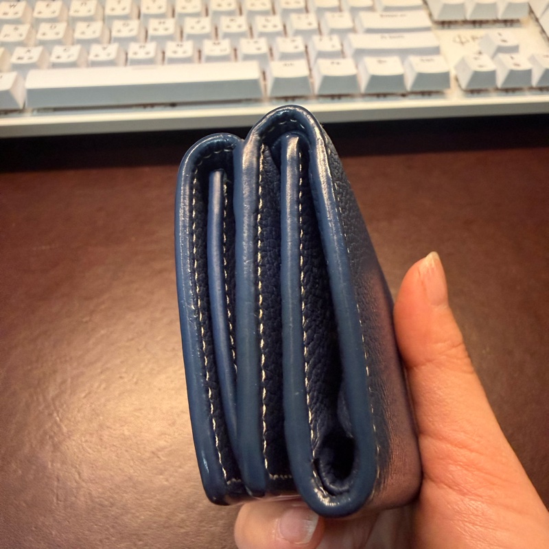 二手 saint laurent 深藍色三折短夾-10