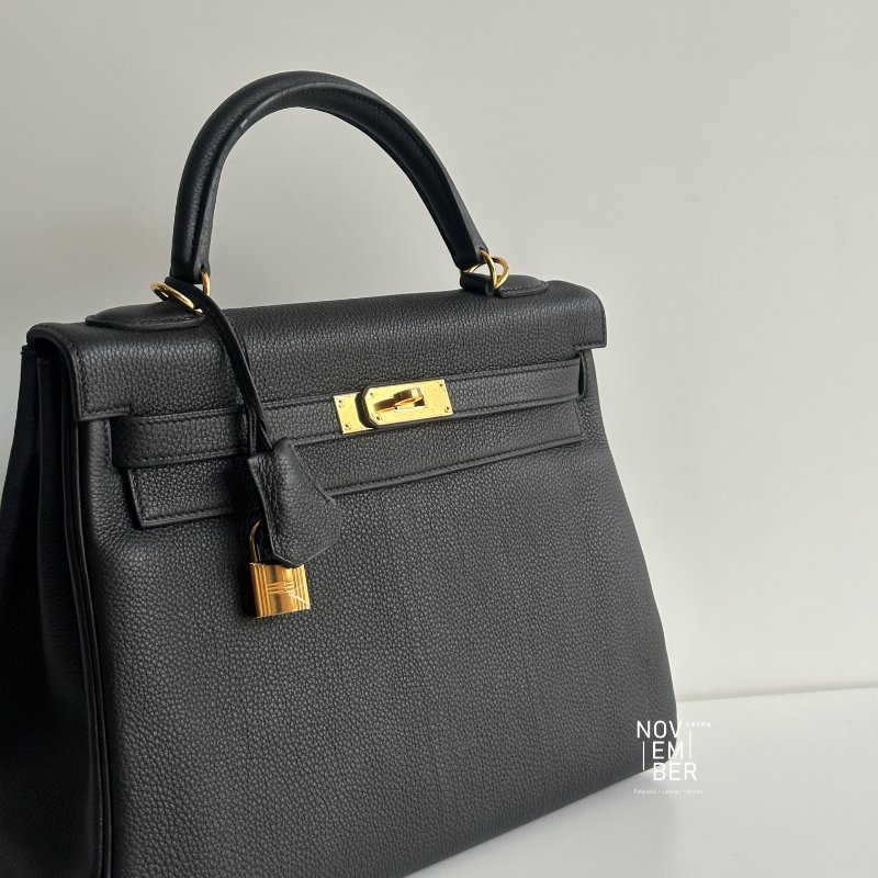98新✨ Hermès 愛馬仕 Kelly 32 黑色金釦-1