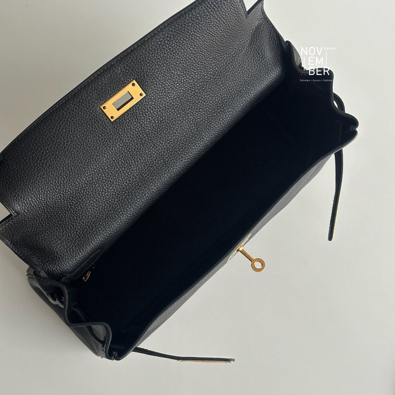 98新✨ Hermès 愛馬仕 Kelly 32 黑色金釦-3