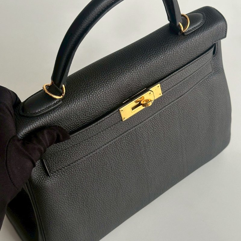 98新✨ Hermès 愛馬仕 Kelly 32 黑色金釦-8