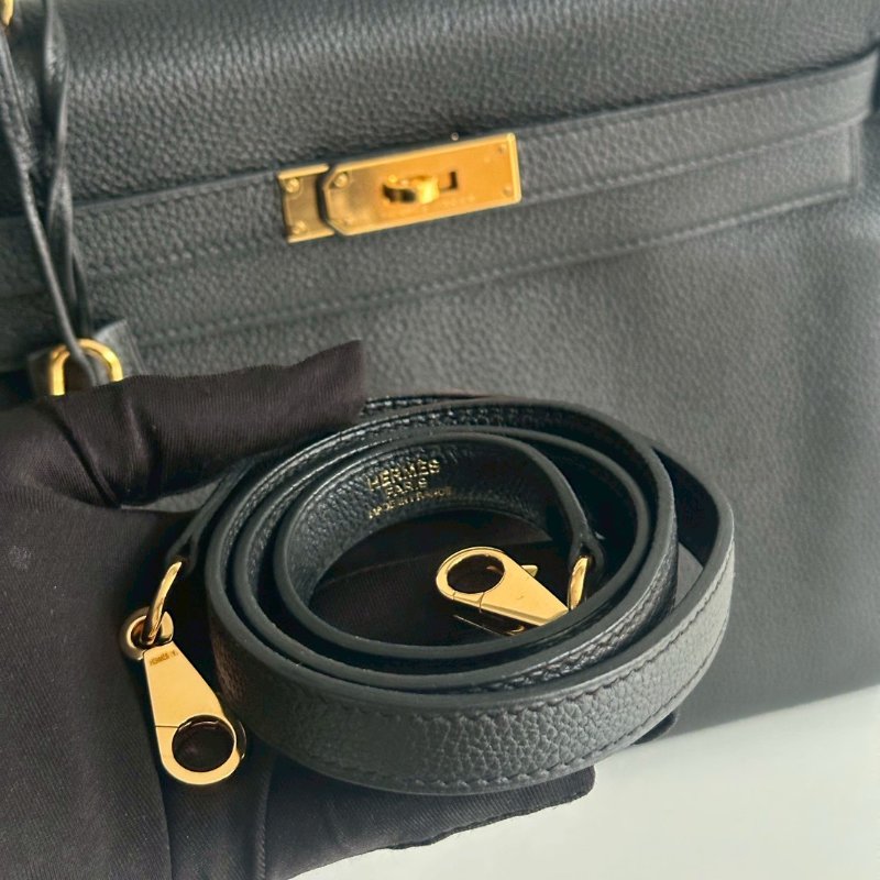 98新✨ Hermès 愛馬仕 Kelly 32 黑色金釦-15