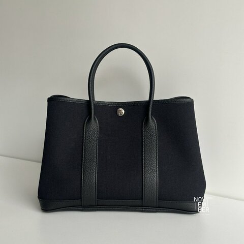 閒置新🫰🏻有購證🙌🏻 Hermès 愛馬仕 Garden Party 30 帆布黑