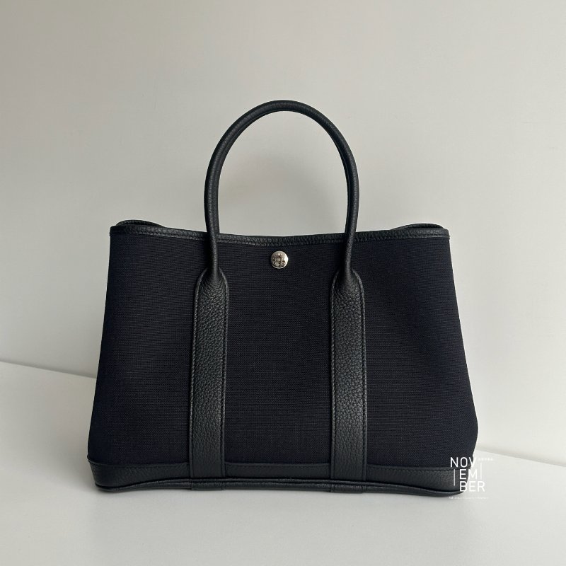 閒置新🫰🏻有購證🙌🏻 Hermès 愛馬仕 Garden Party 30 帆布黑-0